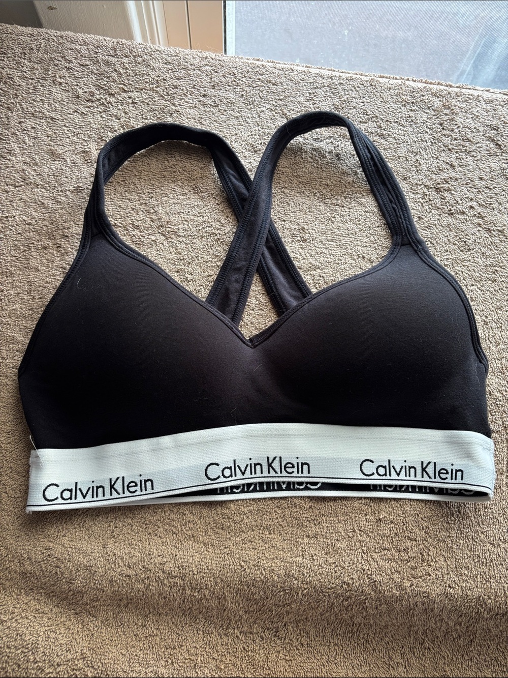 Calvin Klein Black Bralette with White Logo Band